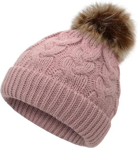 Vista 5 de Gorro de invierno para niñas pequeñas Zando, con pompones, gorras tejidas para bebés y niños