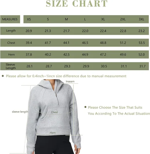 Vista 7 de Tmustobe Sudaderas con capucha de media cremallera para mujer, de manga larga, con forro polar, sin botones, con bolsillo