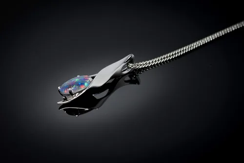 Vista 4 de Collar de ópalo auténtico, ópalo de fuego, triplete australiano o ópalo macizo de 0.433 x 0.315in, joyería chapada en oro para mujer, Plata