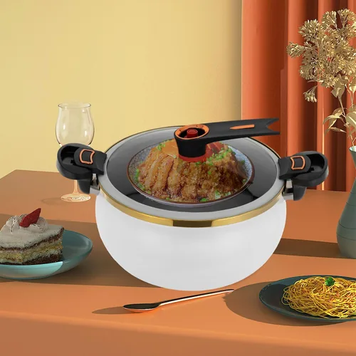 Vista 2 de Olla a presión micro 8.45QT olla multifunción de micro presión olla de sopa antiadherente con tapa transparente y borde de silicona para varias