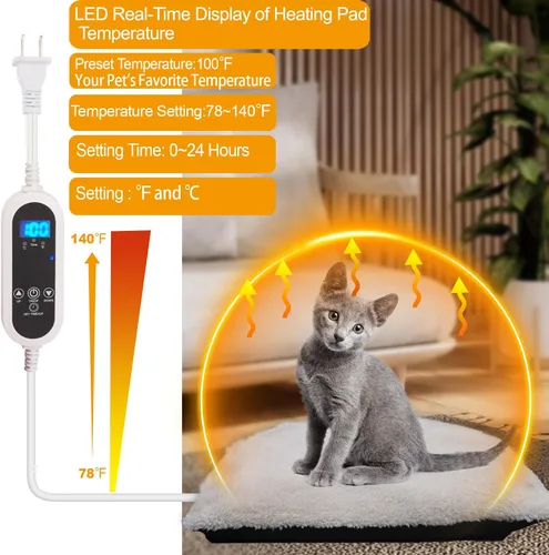 Vista 3 de Cama climatizada para gatos de interior, cama climatizada para mascotas para gatos de interior y perros pequeños, con almohadilla de calefacción