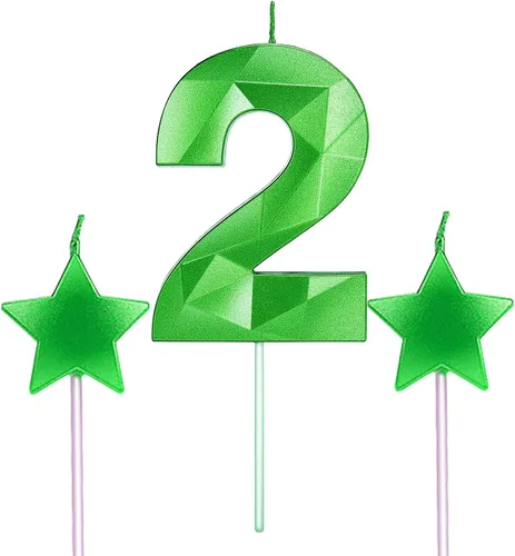 Vista 10 de Velas de primer cumpleaños y velas de corazón de estrella de 2.76 pulgadas para decoración de pasteles de cumpleaños, boda, aniversario, celebración