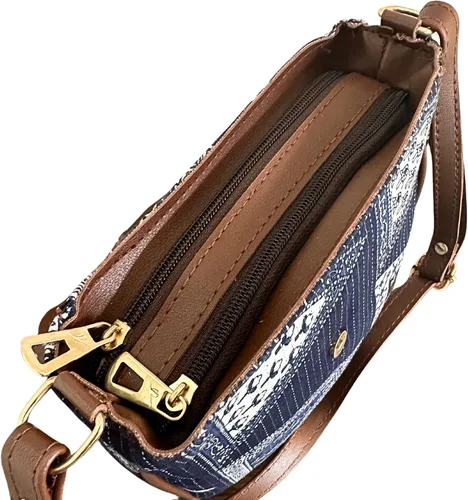 Vista 5 de Bolsos cruzados para mujer, bolsos con cinturón de hombro ajustable, doble partición, cremallera trasera
