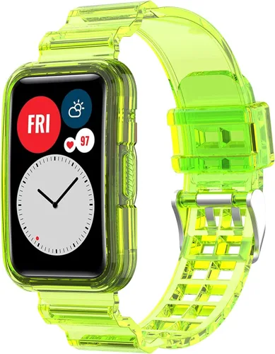 Vista 7 de Compatible con Huawei Watch Fit Band con funda, correa protectora de gelatina transparente para reloj Huawei, compatible con reloj inteligente Rosa