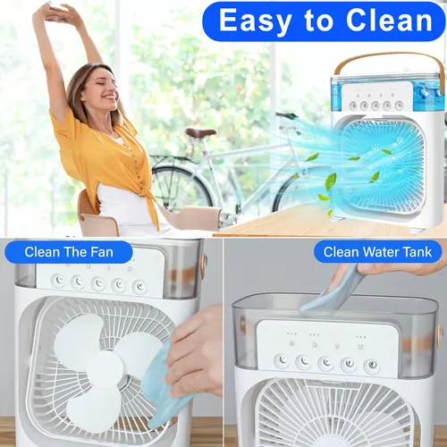Vista 3 de Aire acondicionado portátil – Pequeño enfriador de aire personal silencioso portátil de CA, mini ventilador de escritorio alimentado por USB