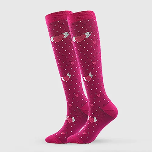 Vista 2 de JSNNLYE Calcetines atléticos para mujer, absorben el sudor, con estampado de nailon, de compresión larga, para deportes al aire libre