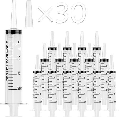 Vista 8 de JOLLY PARTY Jeringa de plástico de 10ml, jeringa pequeña con tapa de punta, paquete de 30 jeringas orales para laboratorios científicos