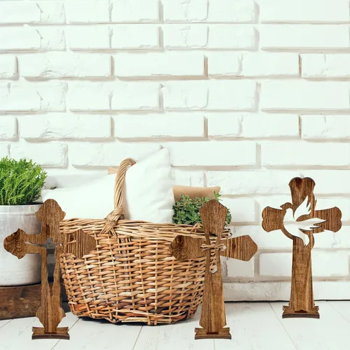 Vista 5 de Kathfly 24 cruces de madera de Pascua para manualidades, decoración de bautismo, católica, rústica, sin terminar, para centros de mesa, decoración