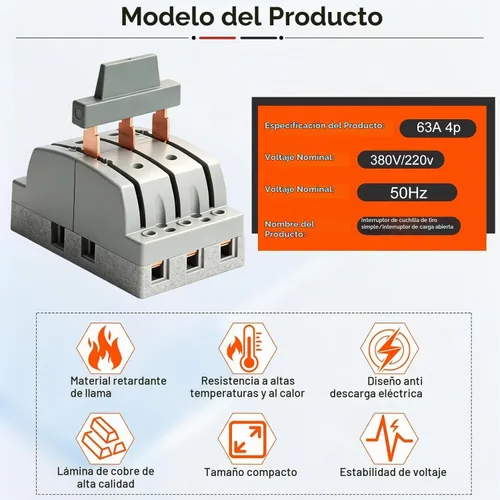 Vista 5 de 380V 100A 3 Polo Doble Tiro Fuente de Alimentación Control de Seguridad Interruptor Cuchillo Gris