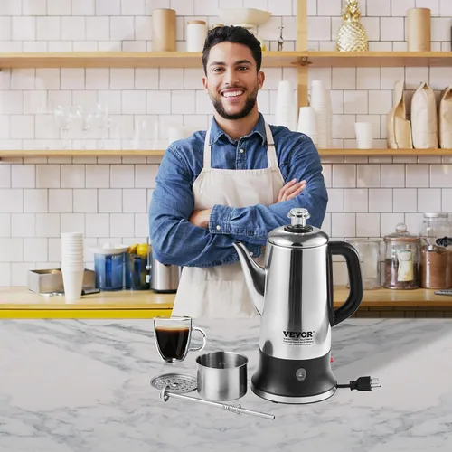 Vista 9 de VEVOR Cafetera Eléctrica de 12 Tazas con Percolador, Cafetera de Acero Inoxidable 304 con Función de Mantenimiento en Calor y Mango Resistente al