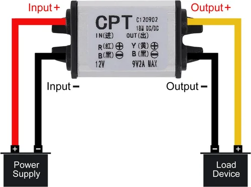 Vista 5 de Convertidor Buck de 12 V a 9 V 2 A, convertidor de potencia para automóvil, regulador de voltaje reductor de corriente CC, módulo de fuente
