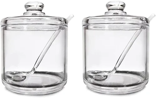 Vista 12 de Clean Acrylic Sugar Bowl - Tarro de especias con tapa y cuchara 1 pieza.