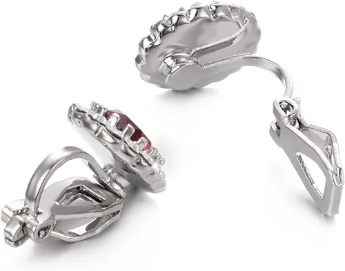 Vista 42 de Yoursfs Austria - Aretes de clip de cristal para mujer, chapados en oro de 18 quilates, joyería de moda con halo de circonita cúbica, aretes sin