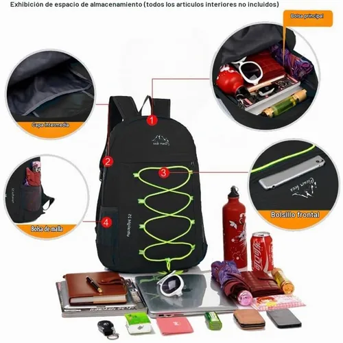 Vista 7 de Mochila de senderismo resistente al agua, para exteriores CLEVER BEES Negro
