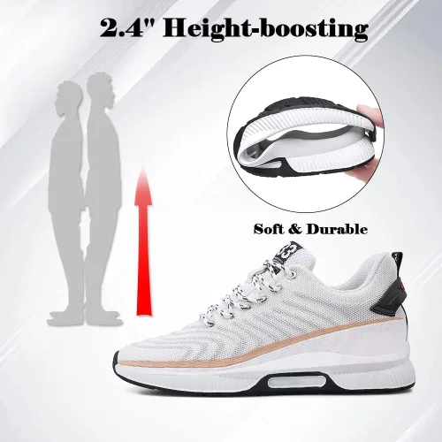 Vista 4 de Recyphi Men's Invisible Height Increasing Elevator Shoes Lightweight Sport Shoes Height-Boosting Fashion Sneakers 2.4" Taller