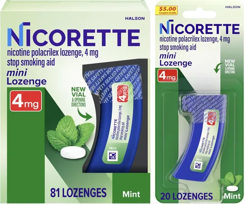 Vista 20 de Nicorette Mini pastillas de nicotina de 4 mg para ayudar a dejar de fumar, ayuda para dejar de fumar con sabor a menta, 101