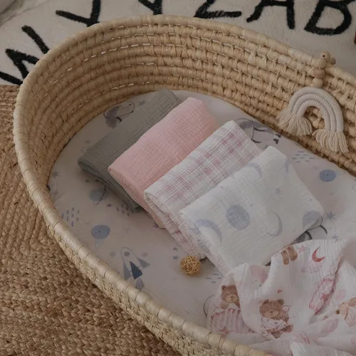 Vista 8 de Gllquen Baby Sábanas de muselina para moisés, 3 unidades, algodón suave