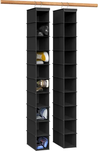 Vista 12 de Simple Houseware - Organizador de armario con 10 estantes para zapatos, colgante, negro
