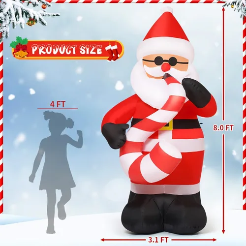 Vista 5 de COMIN Inflables de Navidad de 8 pies para decoración al aire libre, saxofón inflable de Papá Noel con LED integrados para Navidad, interiores