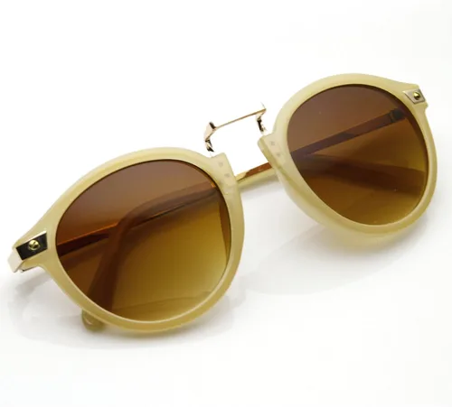 Vista 3 de Gafas de sol retro vintage inspiradas en el borde con cuernos redondo P-3 marco