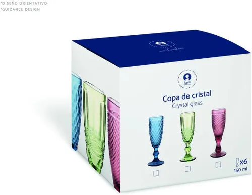 Vista 4 de Juego de 6 vasos de cristal 8.3 x 8.3 x 9.3 10.8 fl oz Burbujas Azul