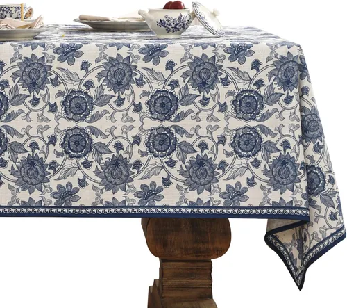 Vista 31 de [Usado] patdrea Mantel largo de lino de diseño verde para mesa rectangular, mantel vintage transpirable con patrón de frutas amarillas, funda