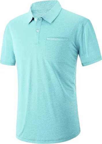 Vista 22 de V VALANCH Polo de golf de manga corta para hombre, estilo casual, con cuello que absorbe la humedad