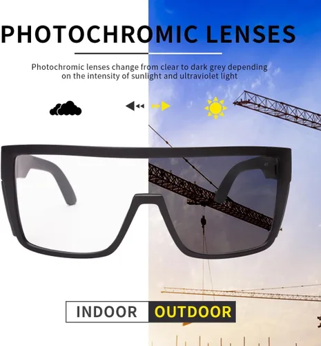 Vista 8 de Gafas de seguridad fotocrómicas de transición para hombres y mujeres, gafas de seguridad envolventes con protección UV anti luz azul