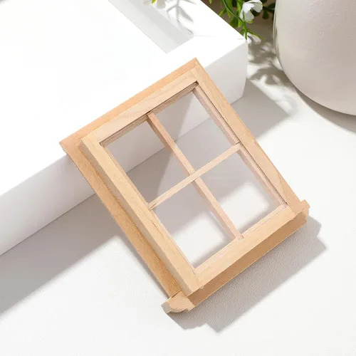 Vista 7 de Toyvian Mini casa de muñecas ventana de madera: 1: 12 marco de ventana pequeña modelo casa de muñecas muebles accesorios de muñeca