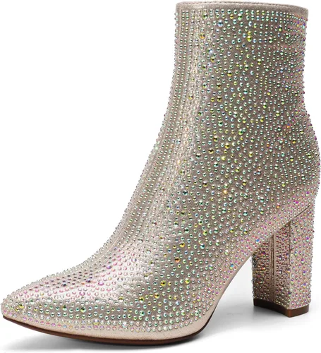 Vista 18 de DREAM PAIRS Botines de tacón grueso para mujer Negro