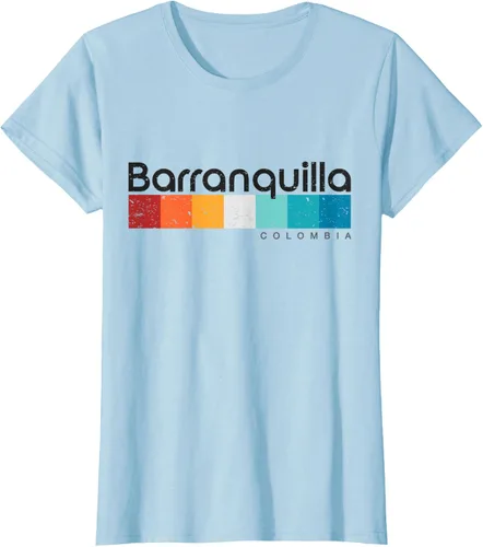 Vista 29 de Barranquilla Colombia - Camiseta de diseño vintage de estilo retro, Blanco, S