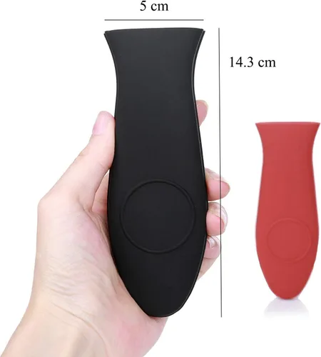 Vista 2 de 4 paquetes de soporte de silicona para mango caliente, para cocina, resistente al calor, para ollas de leche, funda de agarre para sartenes