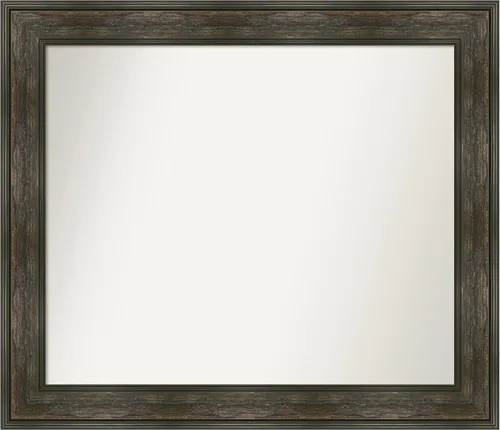 Vista 251 de Amanti Art Espejo de baño marrón para sobre fregadero, 26 x 26 pulgadas, espejo de tocador cuadrado marrón rústico Alexandria, marco de madera