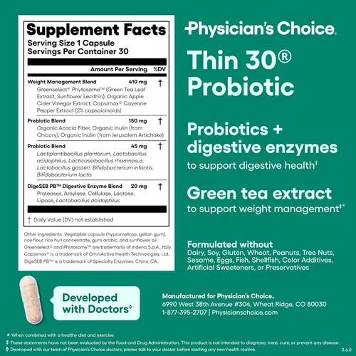 Vista 6 de Physician's CHOICE Probióticos para controlar el peso y la hinchazón, 30ct
