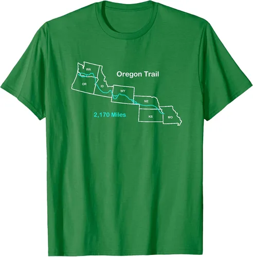 Vista 7 de Route Map of The Oregon National Historic Trail T-Shirt Asphalt Grey