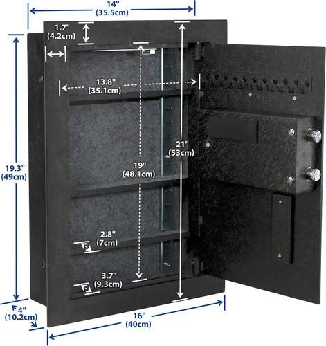 Vista 9 de Viking VS-52BLX caja de seguridad biométrica, con huella digital, escondida en la pared