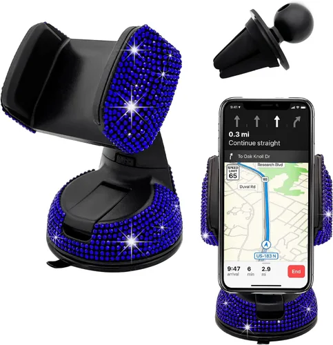 Vista 7 de Bling Soporte de Teléfono para Coche, Soporte de Teléfono Ajustable en 360 Grados de Cristal para Salpicadero y Ventilación de Coche, Soporte