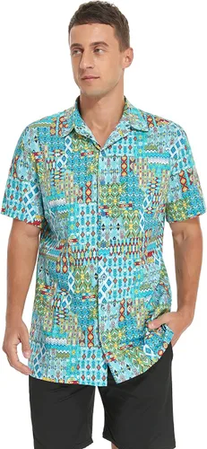 Vista 2 de milanpavilion Camisa hawaiana para hombre, camisa de verano con flores de playa, camisas de manga corta con botones para hombre