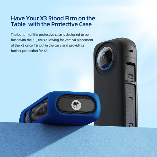 Vista 5 de Funda protectora para cámara de acción panorámica Insta360 X3, cubierta completa de silicona, color negro