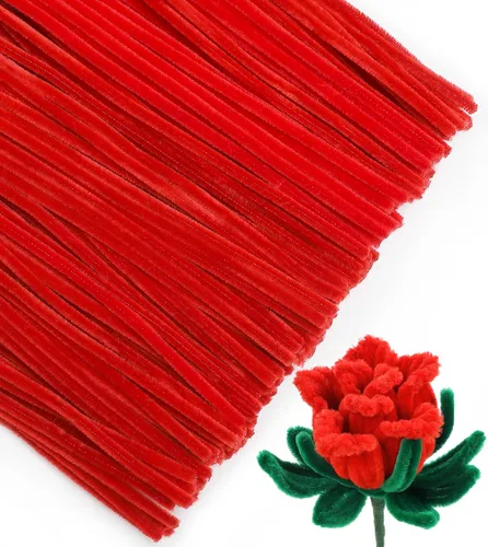 Vista 23 de IOOLEEM - Limpiapipas, 200 tallos de chenilla para hacer flores de color rosa claro
