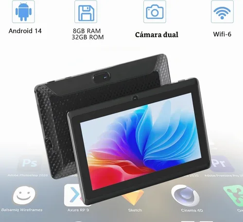 Vista 3 de CUPEISI Tablet Android 14, tableta de 7 pulgadas con funda, 8 GB de RAM+32 GB de ROM/1 TB Tableta expandible, 1.6 GHz, computadora con procesador