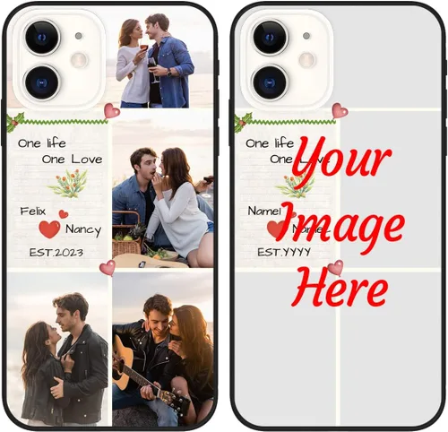 Vista 7 de Funda de teléfono con foto personalizada para iPhone 12, imagen/texto personalizado, funda negra suave delgada, regalo único de nicho para parejas
