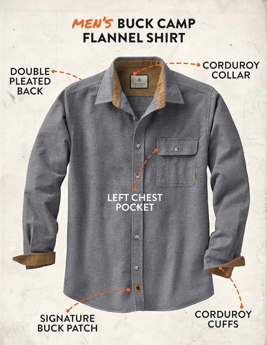 Vista 5 de Legendary Whitetails Men's Buck Camp Flannel Solid Shirt