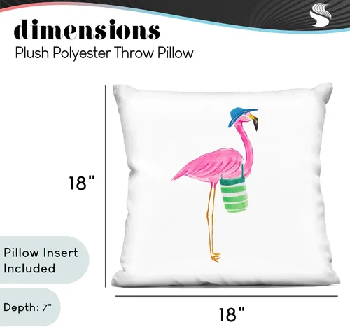 Vista 4 de Stupell Industries Flamingo - Almohada con estampado de bolsa de playa para interiores, 18 x 18 pulgadas, color rosa