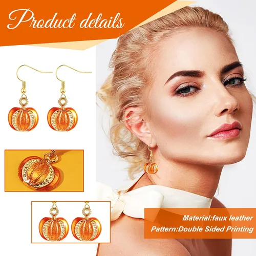 Vista 4 de 12 pares de aretes de Acción de Gracias a granel para otoño, calabaza, pavo, aretes colgantes para Acción de Gracias, otoño, joyería para mujeres