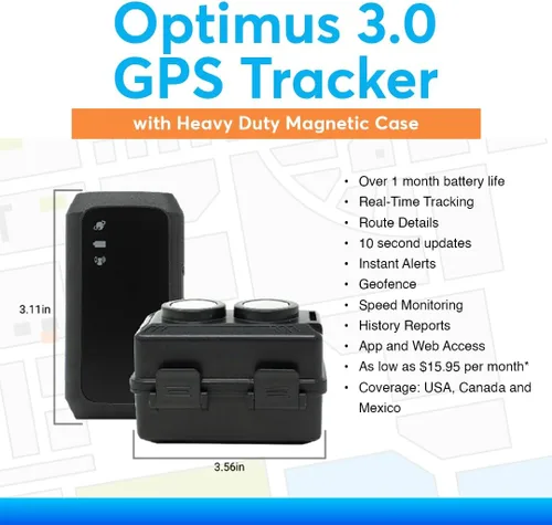 Vista 3 de Optimus Rastreador GPS 3.0 - Batería de más de 1 mes - con funda impermeable resistente y potentes imanes para vehículos y activos Batería