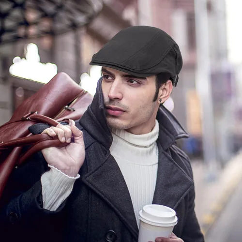 Vista 5 de 2 unidades de gorras planas de algodón para hombre Ivy Gatsby Newsboy, sombrero de caza