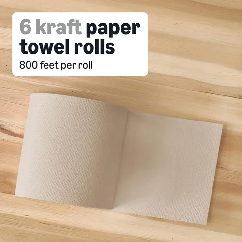 Vista 4 de AmazonCommercial Toallas de papel kraft de 1 capa, a granel para negocios, hechas de material 100% reciclable, compatibles con dispensadores Marrón
