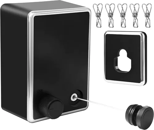 Vista 11 de Tendedero retráctil para exteriores e interiores, resistente de acero inoxidable ajustable con cuerda de secado de alambre con funda de ABS +
