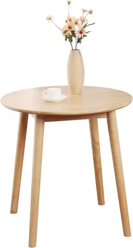 Vista 8 de Mesa de comedor redonda pequeña de 28.3 pulgadas para 2, mesa de comedor de madera que ahorra espacio, mesa de comedor de madera rústica, mesa